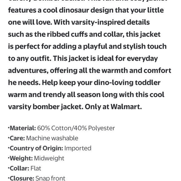 Wonder Nation Blue and Cream Varsity Hoodie With Dinosaur Patch Toddler - Picture 4 of 4